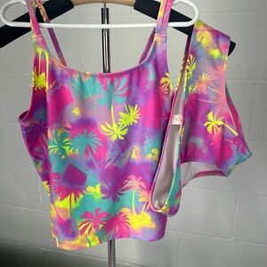 The Children's Place Pink and Purple Asymmetrical Crop Bikini Top